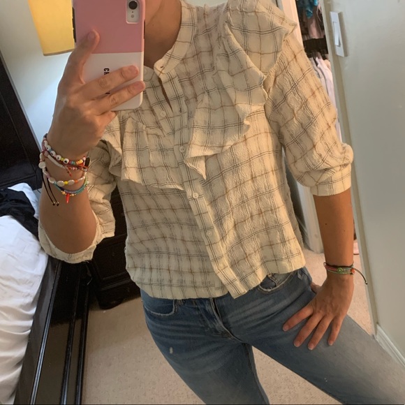 Zara plaid top with ruffles - Picture 3 of 4